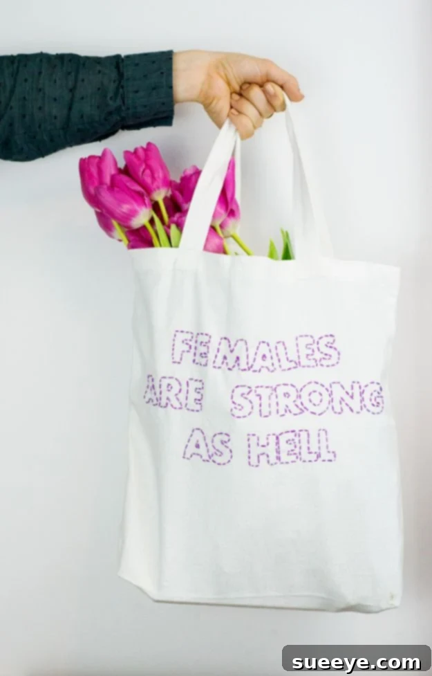 DIY Stitched Text Tote Bag Personalized DIY Stitched Text Tote Bag