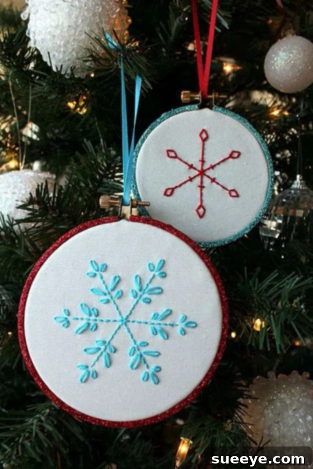 Embroidered Snowflake Delicate Embroidered Snowflake Holiday Decor DIY