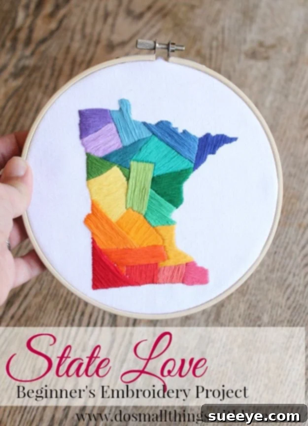 State Love Embroidery DIY Beginner State Love Embroidery DIY Project