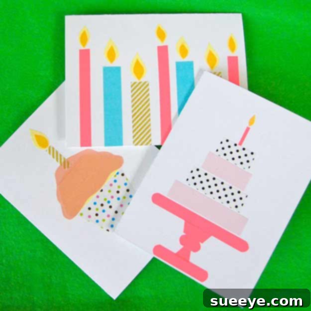 Free DIY Birthday Cards - Easy Birthday Cards to Make at Home - Washi Tape Card Tutorial - Cute Gift Cards to Make for Birthdays - DIY Birthday Cards for Boys and Girls #birthdaygifts #birthdays #birthdaycards 