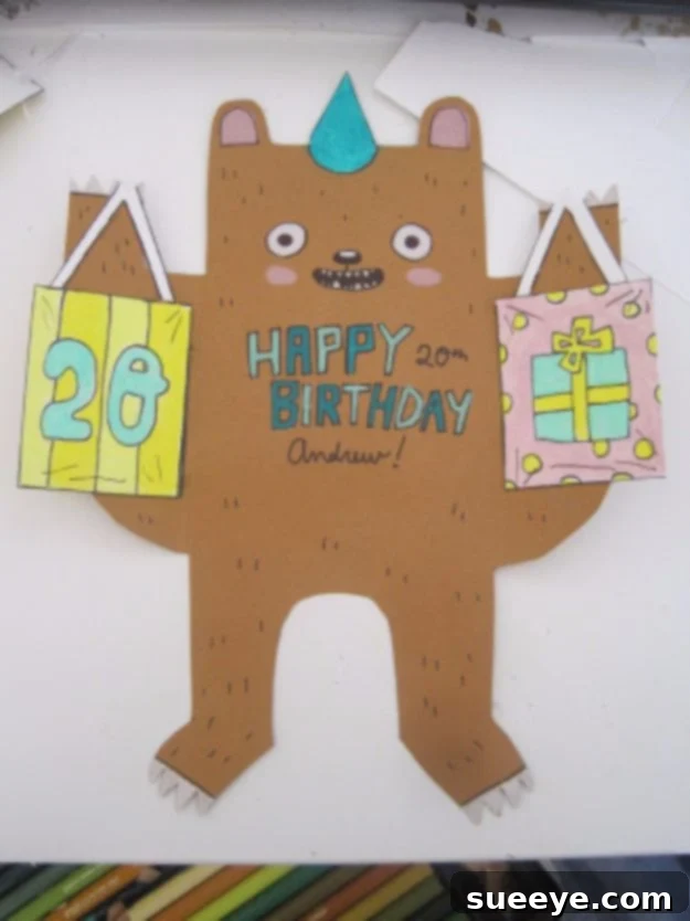 DIY Birthday Cards - DIY Birthday Bear Card - Easy and Cheap Handmade Birthday Cards To Make At Home - Cute Card Projects With Step by Step Tutorials are Perfect for Birthdays for Mom, Dad, Kids and Adults - Pop Up and Folded Cards, Creative Gift Card Holders and Fun Ideas With Cake #birthdayideas #birthdaycards