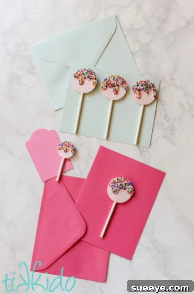 DIY Birthday Cards - Easy Sprinkles Lollipop Card - Easy and Cheap Handmade Birthday Cards To Make At Home - Cute Card Projects With Step by Step Tutorials are Perfect for Birthdays for Mom, Dad, Kids and Adults - Pop Up and Folded Cards, Creative Gift Card Holders and Fun Ideas With Cake #birthdayideas #birthdaycards