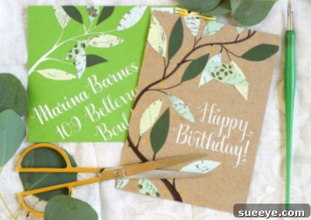 DIY Birthday Cards - Leafy Homemade Birthday Card - Easy and Cheap Handmade Birthday Cards To Make At Home - Cute Card Projects With Step by Step Tutorials are Perfect for Birthdays for Mom, Dad, Kids and Adults - Pop Up and Folded Cards, Creative Gift Card Holders and Fun Ideas With Cake #birthdayideas #birthdaycards