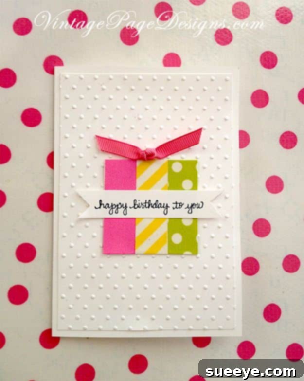 DIY Birthday Cards - Washi Tape Birthday Card - Easy and Cheap Handmade Birthday Cards To Make At Home - Easy Washi Tape Crafts for Birthday Cards Tutorial