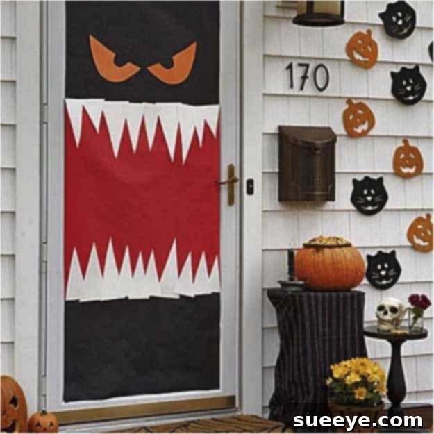 DIY Monster Front Door Decoration: Welcome Trick-or-Treaters with a Fun Halloween Creature
