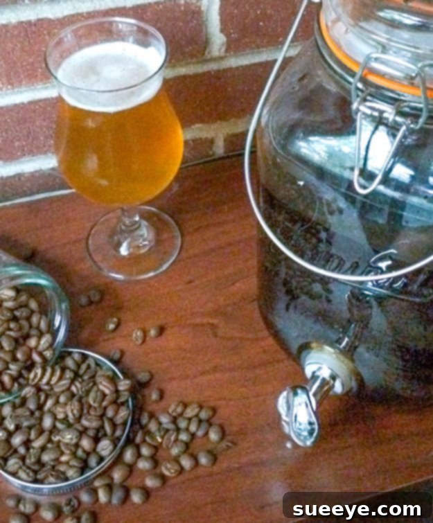 Coffee Beer Recipe Coffee Beer - A dark, rich beer with coffee undertones, possibly a stout or porter.