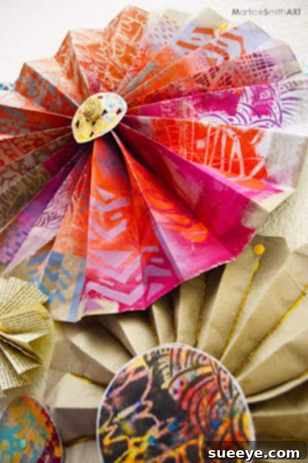 DIY Stenciled Paper Fan Wall Decor Crafting stenciled wall paper fan decorations for events or home