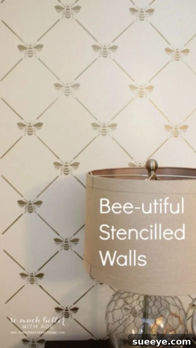 Charming Bee Stencil Wall Decor Decorating a wall with a bee-themed stencil pattern