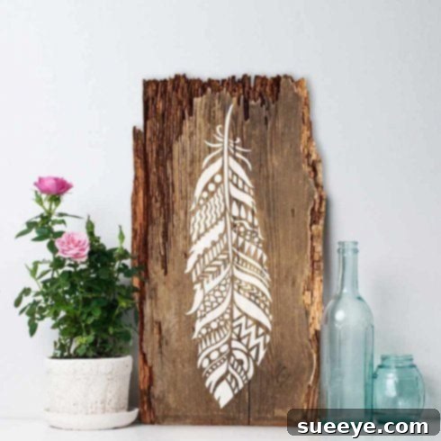 Bohemian Tribal Feather Stencil Art Creating tribal feather wall art using stencils