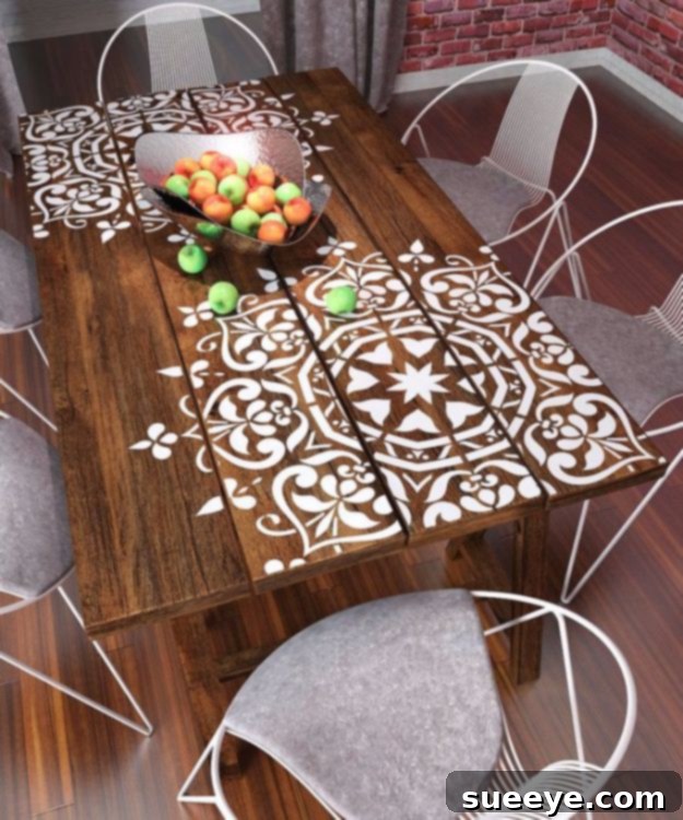Mandala Stenciled Pallet Table for Chic Decor Decorating a pallet table with a mandala stencil design