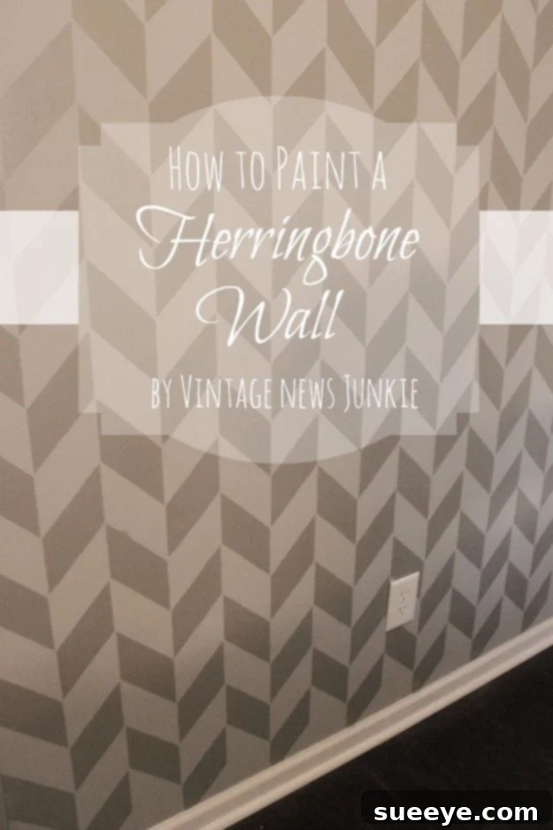 Chic Herringbone Wall Stencil Design Creating a stenciled herringbone pattern on a wall