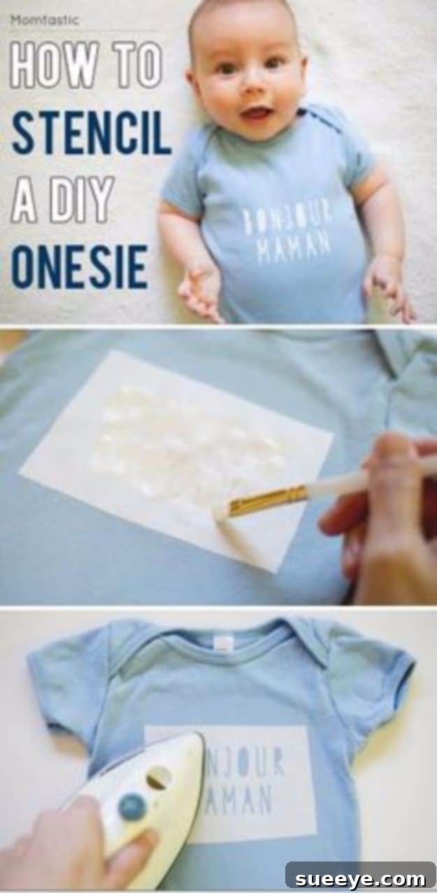DIY Stenciled Baby Onesies Gift Idea Designing stenciled custom onesies for babies