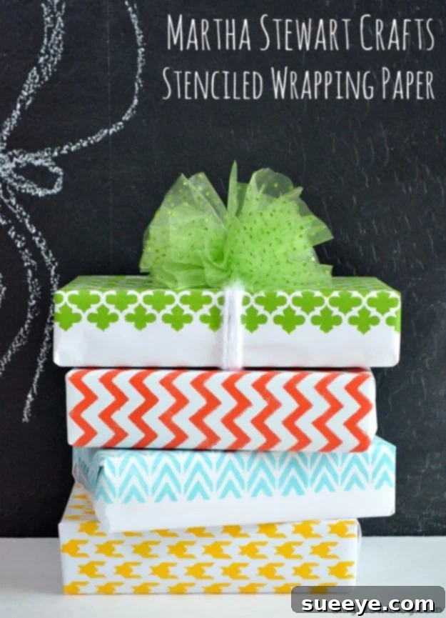 Custom Stenciled Gift Wrapping Paper Crafting DIY stenciled wrapping paper with Martha Stewart Crafts
