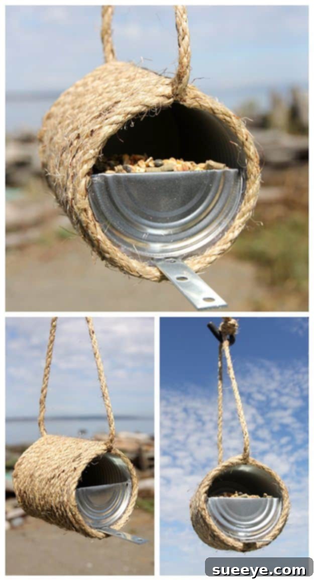 Craft a charming Tin Can Rope Bird Feeder to invite birds to your garden and support local wildlife. DIY Tin Can Rope Bird Feeder, an eco-friendly way to attract birds