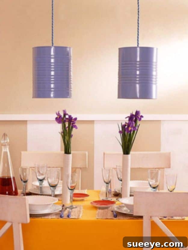 Craft stylish DIY Pendant Lights from tin cans to add an industrial-chic touch to your interior design. DIY Pendant Lights of Tin Cans for a unique industrial aesthetic
