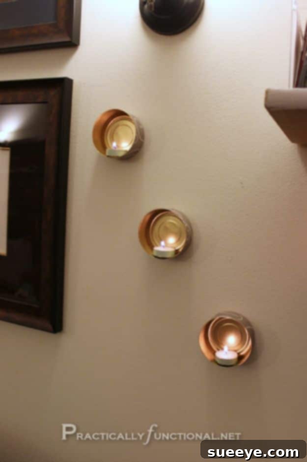 Adorn your walls with enchanting Wall Mounted Tin Can Tea Lights, creating a captivating display of light. Wall Mounted Tin Can Tea Lights for decorative wall accents