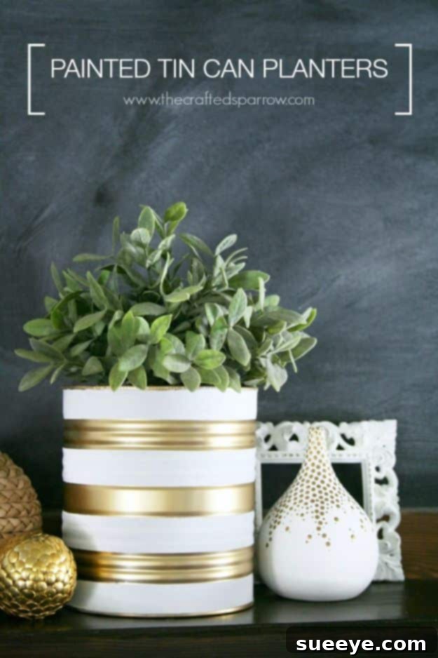 Create colorful Painted Tin Can Planters to display your favorite plants and add a fresh touch to your home. Painted Tin Can Planters for indoor plants and herbs