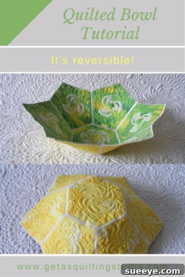 Fabric quilted bowl in colorful patterns, perfect for holding trinkets or as decor.