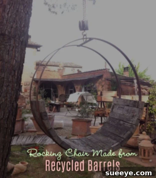 Repurposed Barrel Rocking Chair - Unique Outdoor Furniture DIY Repurposed Barrel Rocking Chair - Unique Outdoor Furniture DIY