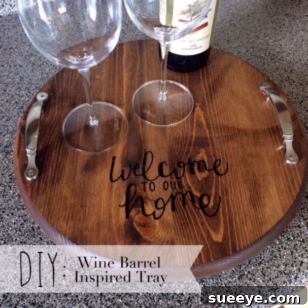 DIY Wine Barrel Inspired Tray - Rustic Serving & Decor Piece DIY Wine Barrel Inspired Tray - Rustic Serving & Decor Piece