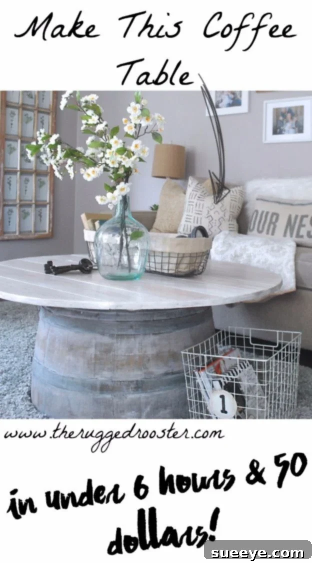 DIY Wine Barrel Coffee Table - Rustic Living Room Furniture Idea DIY Wine Barrel Coffee Table - Rustic Living Room Furniture Idea