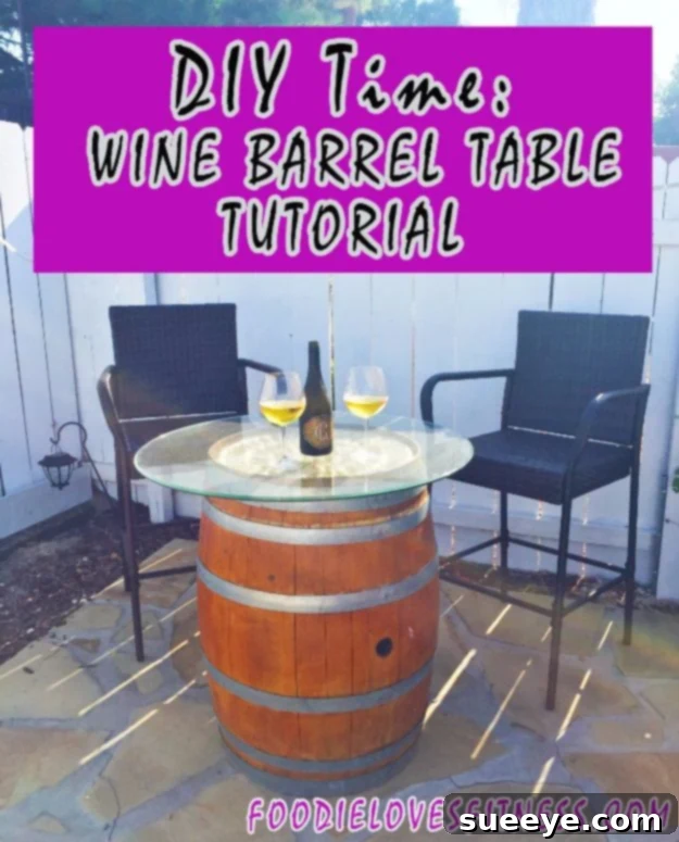 DIY Wine Barrel Table - Rustic Bar or Beverage Station DIY Wine Barrel Table - Rustic Bar or Beverage Station