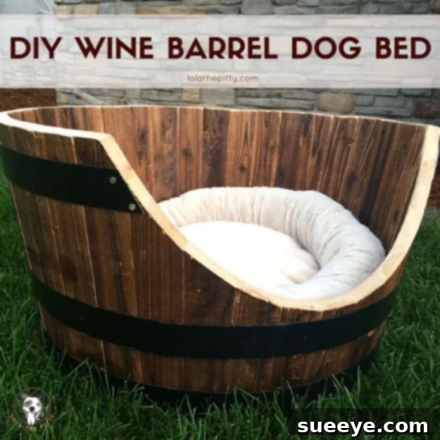 DIY Wine Barrel Dog Bed - Repurposed Pet Furniture Idea DIY Wine Barrel Dog Bed - Repurposed Pet Furniture Idea
