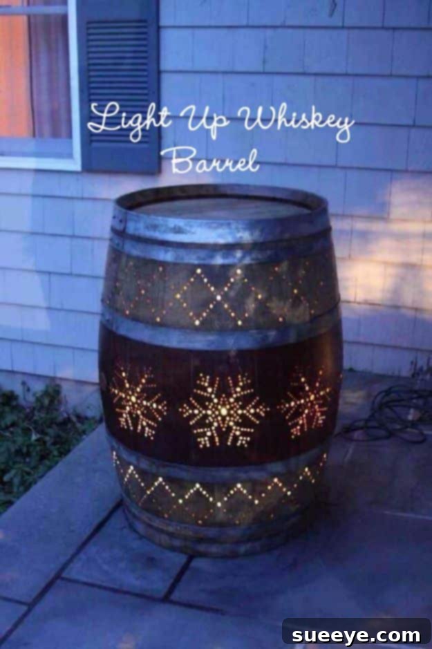 DIY Light Up Whiskey Barrel - Unique Outdoor & Indoor Lighting DIY Light Up Whiskey Barrel - Unique Outdoor & Indoor Lighting