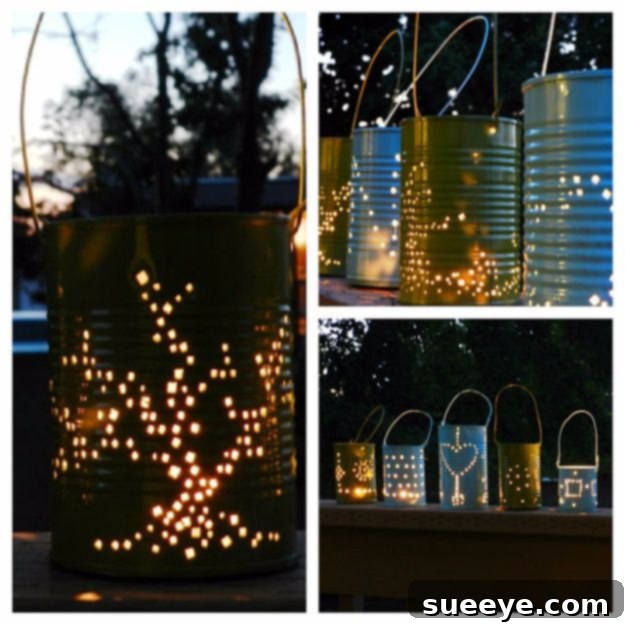Tin Can Lanterns - Rustic & Budget-Friendly Lighting DIY Punched Tin Can Lanterns for Outdoor Decor