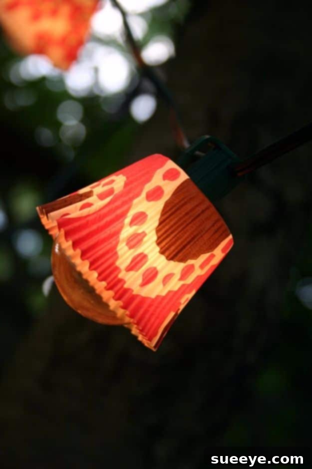 DIY Cupcake Liner String Light Covers Colorful Cupcake Liner Lights for String Light Decor