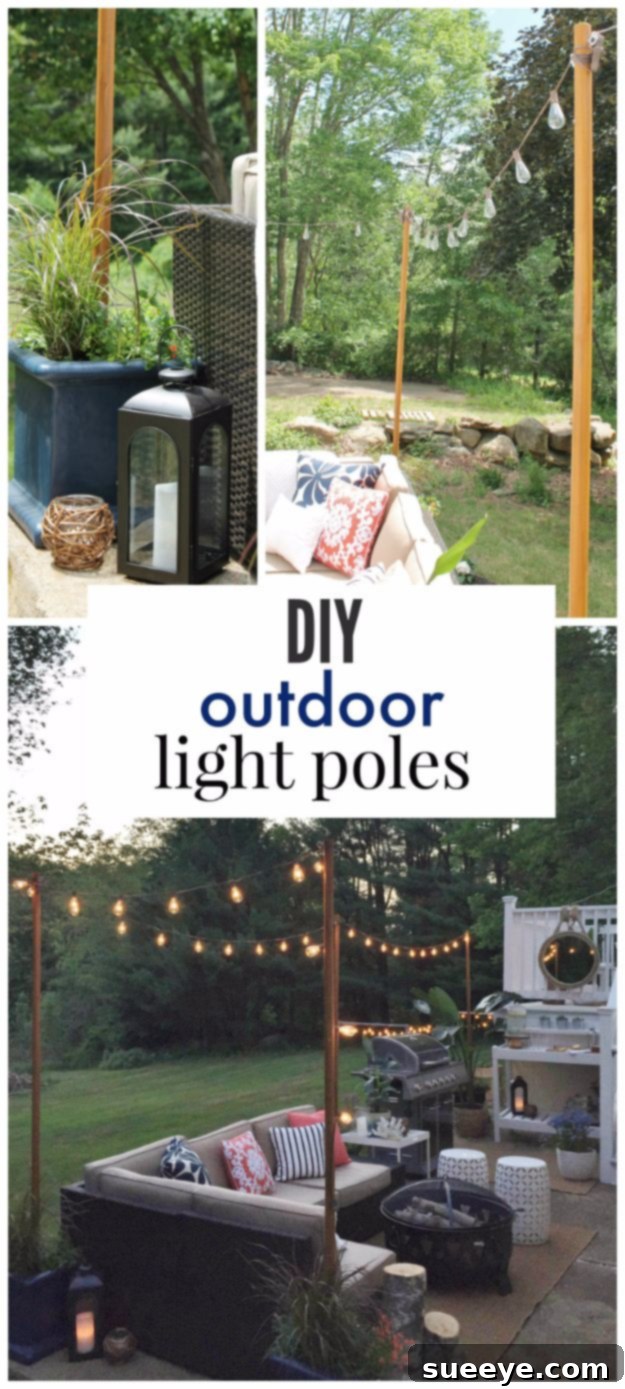 Custom Outdoor Light Poles - String Light Support DIY Outdoor Light Poles for Hanging String Lights