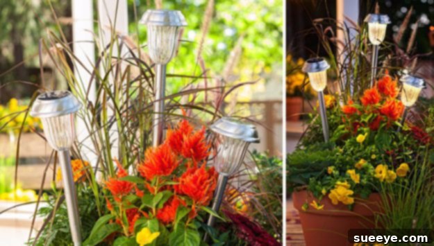 Planter with Solar Light - Dual Purpose Decor DIY Solar Light Planter for Garden and Pathway Illumination