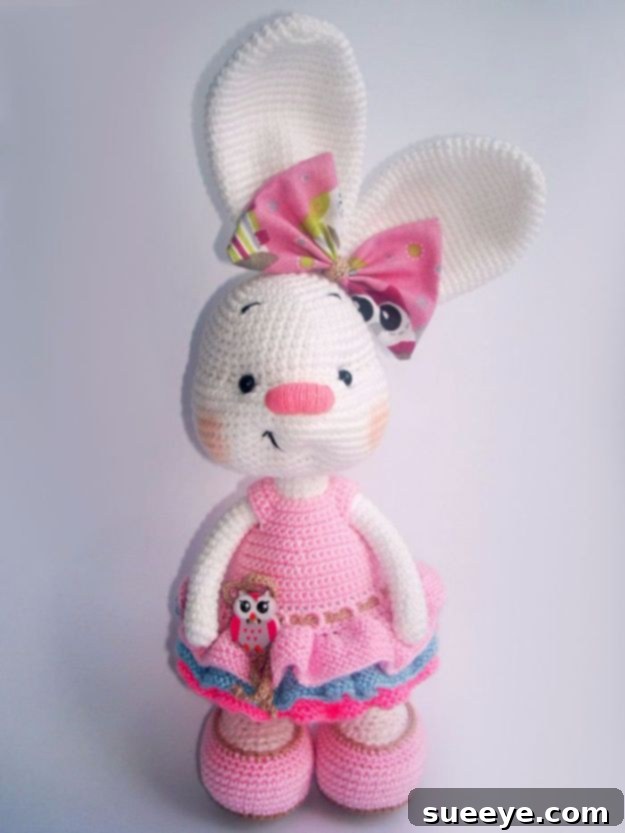 DIY Crochet Bunny Doll with Dress Free Pretty Bunny in Dress Amigurumi Pattern, Cute Doll