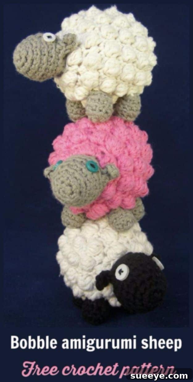 DIY Textured Crochet Sheep Toy for Kids Free Bobble Amigurumi Sheep Pattern, Fluffy Crochet Animal