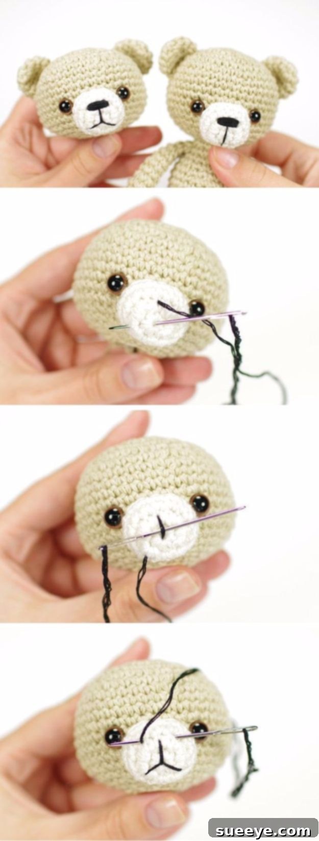 How to Embroider a Nose on Amigurumi Amigurumi Tutorial: Simple Embroidered Teddy Bear Nose