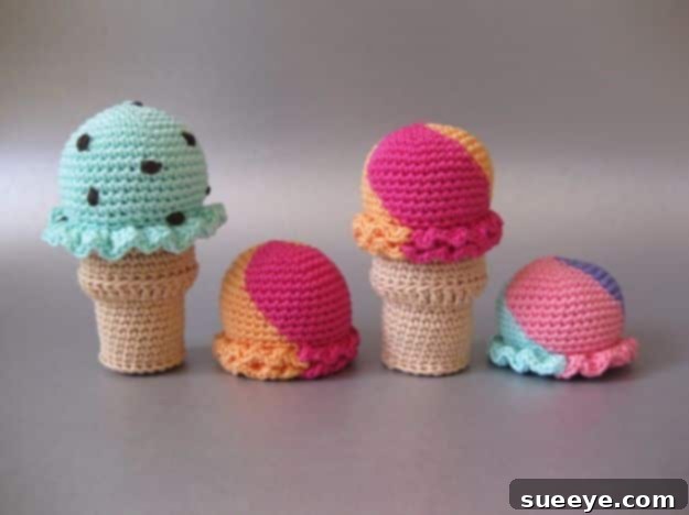 DIY Crochet Ice Cream Cone for Play Food or Decor Free Ice Cream Amigurumi Pattern, Cute Food Crochet
