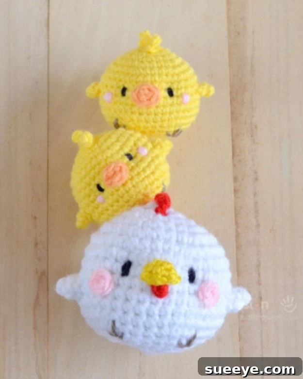 Cute DIY Crochet Easter Basket Fillers Free Amigurumi Hen and Chicks Pattern for Easter Gifts