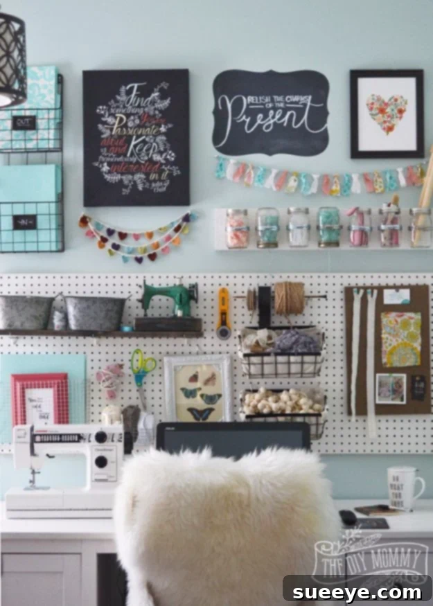 DIY Craft Room Ideas and Craft Room Organization Projects - Craft Room Office Pegboard Gallery Wall - Cool Ideas for Do It Yourself Craft Storage, Craft Room Decor and Organizing Project Ideas - fabric, paper, pens, creative tools, crafts supplies, shelves and sewing notions DIY Craft Room Ideas and Craft Room Organization Projects - Craft Room Office Pegboard Gallery Wall - Cool Ideas for Do It Yourself Craft Storage, Craft Room Decor and Organizing Project Ideas - fabric, paper, pens, creative tools, crafts supplies, shelves and sewing notions