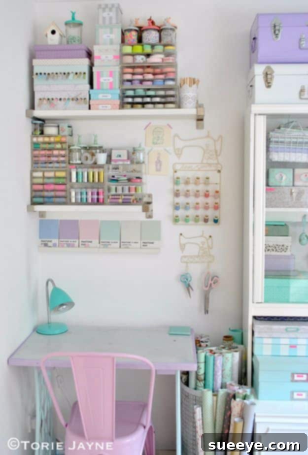 DIY Craft Room Ideas and Craft Room Organization Projects - Pastel Craft Room - Cool Ideas for Do It Yourself Craft Storage, Craft Room Decor and Organizing Project Ideas - fabric, paper, pens, creative tools, crafts supplies, shelves and sewing notions DIY Craft Room Ideas and Craft Room Organization Projects - Pastel Craft Room - Cool Ideas for Do It Yourself Craft Storage, Craft Room Decor and Organizing Project Ideas - fabric, paper, pens, creative tools, crafts supplies, shelves and sewing notions