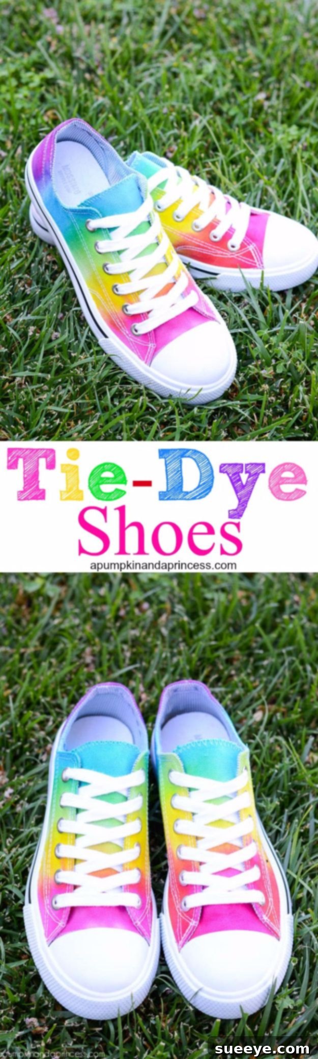 Rainbow Tie-Dye Shoes: Bring a burst of vibrant color to your sneakers with classic tie-dye methods. Vibrant canvas sneakers showcasing a colorful rainbow tie-dye pattern, radiating fun and cheer.