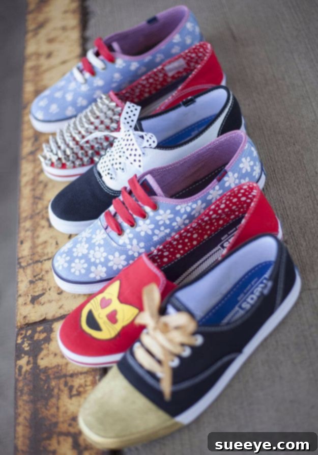 White Keds sneakers customized with artistic blue and yellow paint splatters, offering a fresh new look.