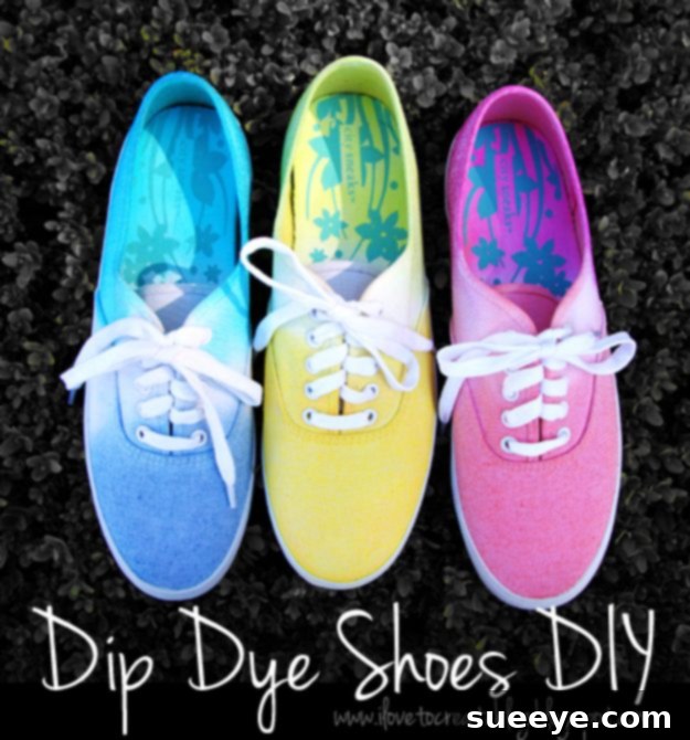 Canvas sneakers featuring a beautiful ombre tie-dye effect, transitioning from a darker to lighter shade.