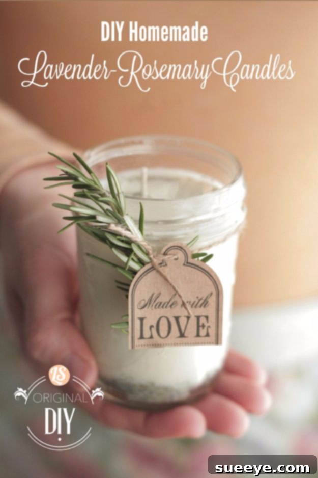 Aromatic homemade Lavender-Rosemary candles, perfect for relaxation and natural home fragrance.