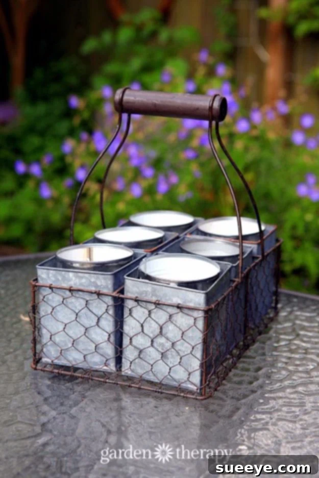 Effective homemade Citronella candles in jars, perfect for keeping bugs away during outdoor entertaining.