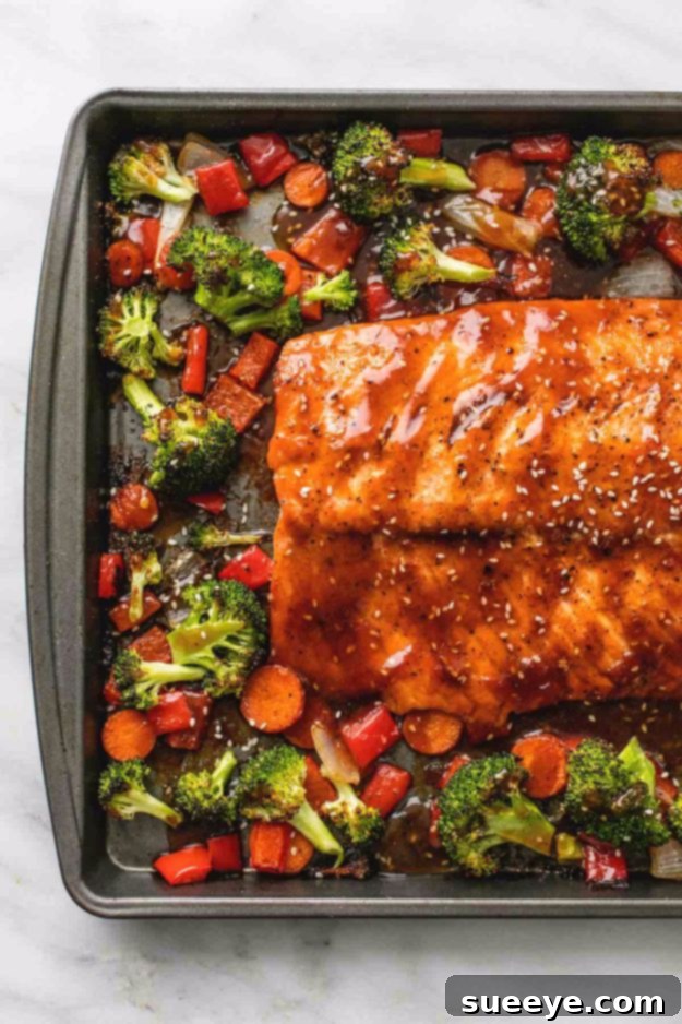 One Pan Baked Teriyaki Salmon and Vegetables Recipe One Pan Baked Teriyaki Salmon and Vegetables