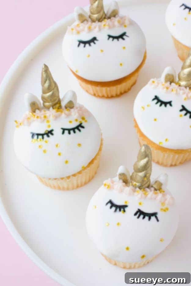 Enchanting Fondant Unicorn Cupcakes - Easy Decorating Idea for Magical Treats Magical Fondant Unicorn Cupcakes - Perfect for Kids Birthday Parties