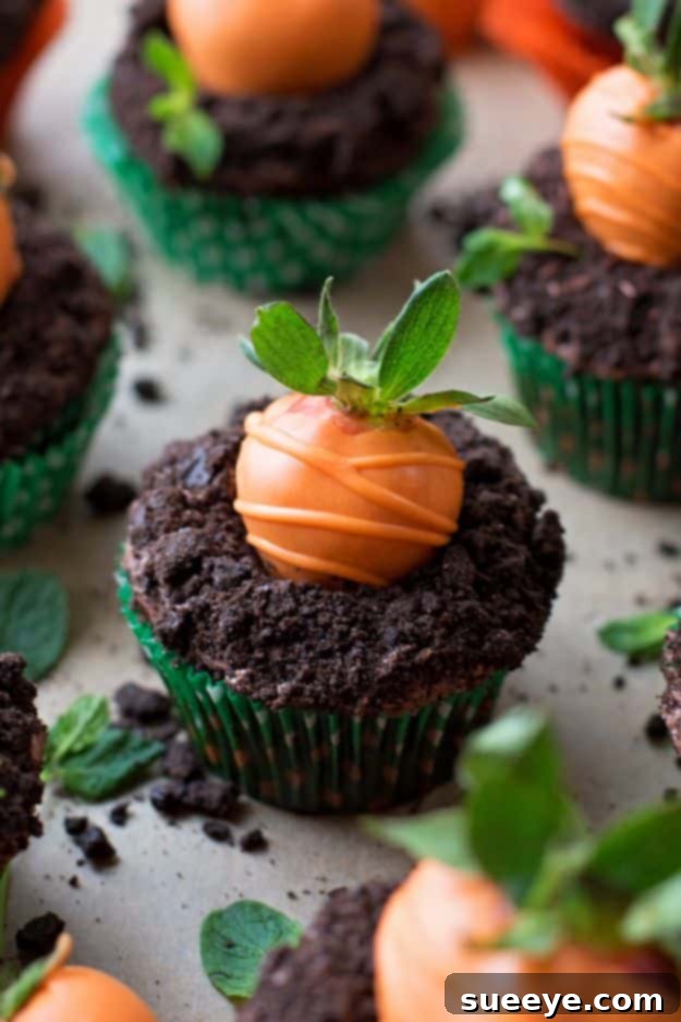 Creative Carrot Patch Cupcakes - Ideal for Easter or Spring Whimsical Carrot Patch Cupcakes with Edible Carrots