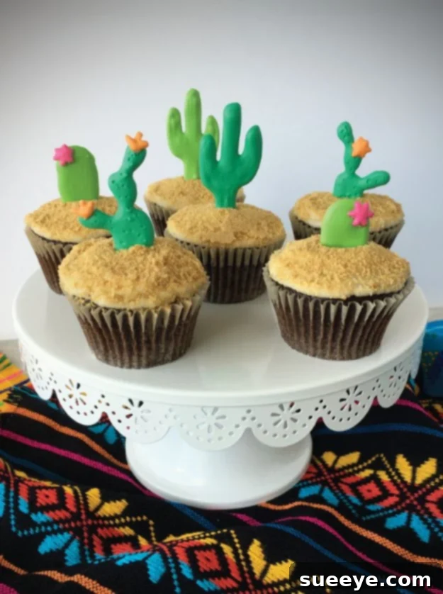 Trendy DIY Cactus Cupcakes - Easy to Make with a Piping Bag Adorable DIY Cactus Cupcakes with Green Buttercream and Sprinkles