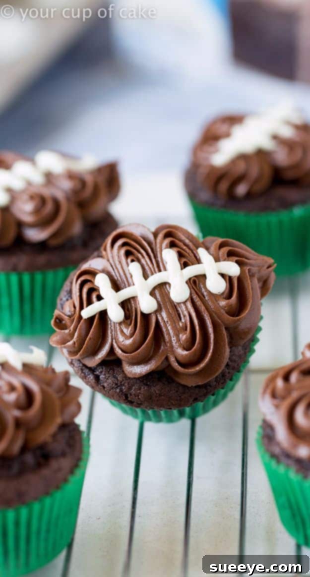Quick Football Cupcakes - Perfect for Super Bowl or Sports Events Simple and Easy Football Cupcakes for Game Day Parties