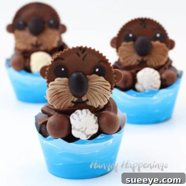 Adorable Sea Otter Cupcakes for Ocean-Themed Parties Cute Sea Otter Cupcakes - Inspired by Finding Dory